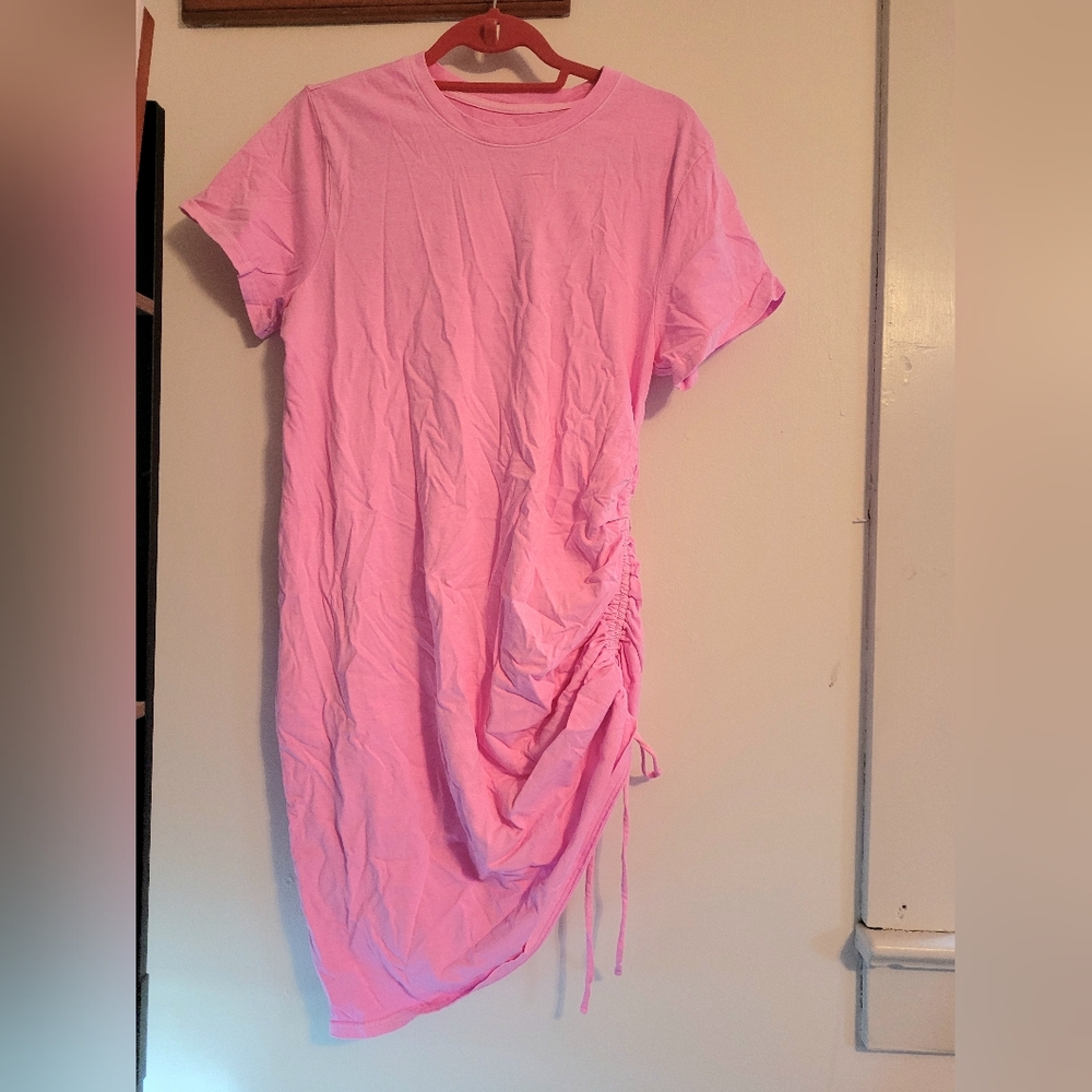 Universal Thread Pink Side-Ruched T-Shirt Mini Dress